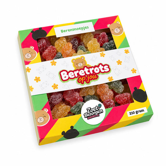 Snoeppakket “Beretrots op jou” zure beren snoep (210 gram)