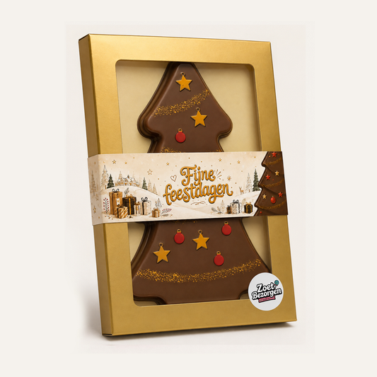 Chocolade kerstboom "Fijne feestdagen" (melk) 160 gram