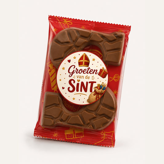 Kleine chocoladeletter "Groeten van de Sint" (70 gram) melk