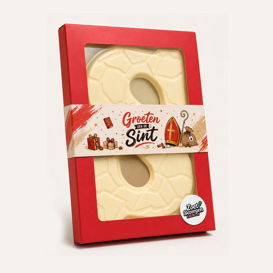 Luxe chocoladeletter "Groeten van de Sint" (180 gram) wit