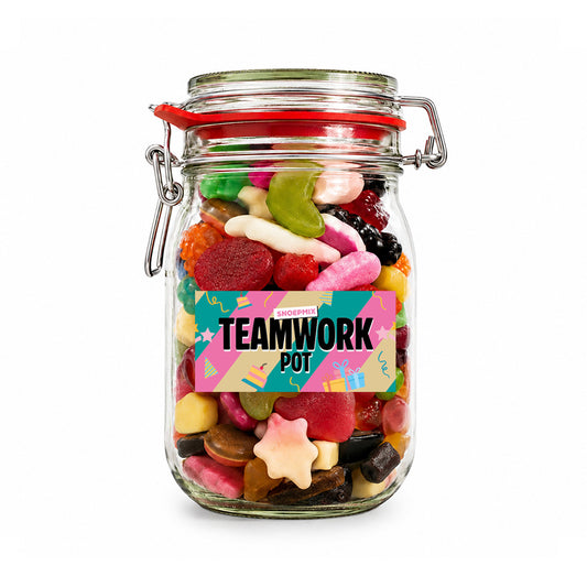 Snoeppot weck "Teamwork" mix snoep (1000 ml)