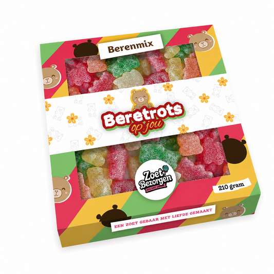 Snoeppakket “Beretrots op jou” zure beren snoep (210 gram)
