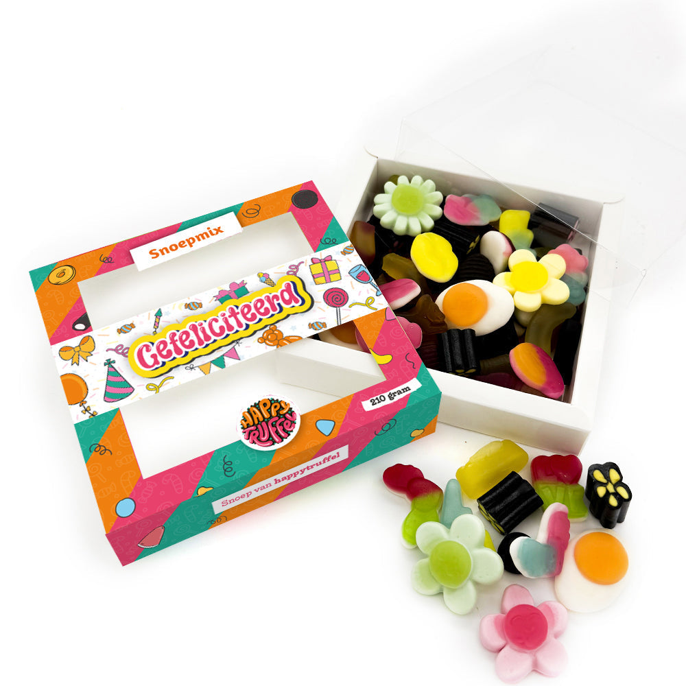 Snoeppakket “Gefeliciteerd” mix snoep (210 gram)