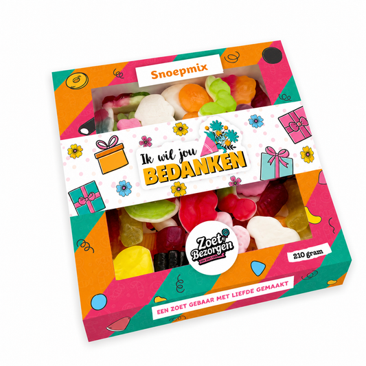 Snoeppakket “Ik wil jou bedanken” mix snoep (210 gram)