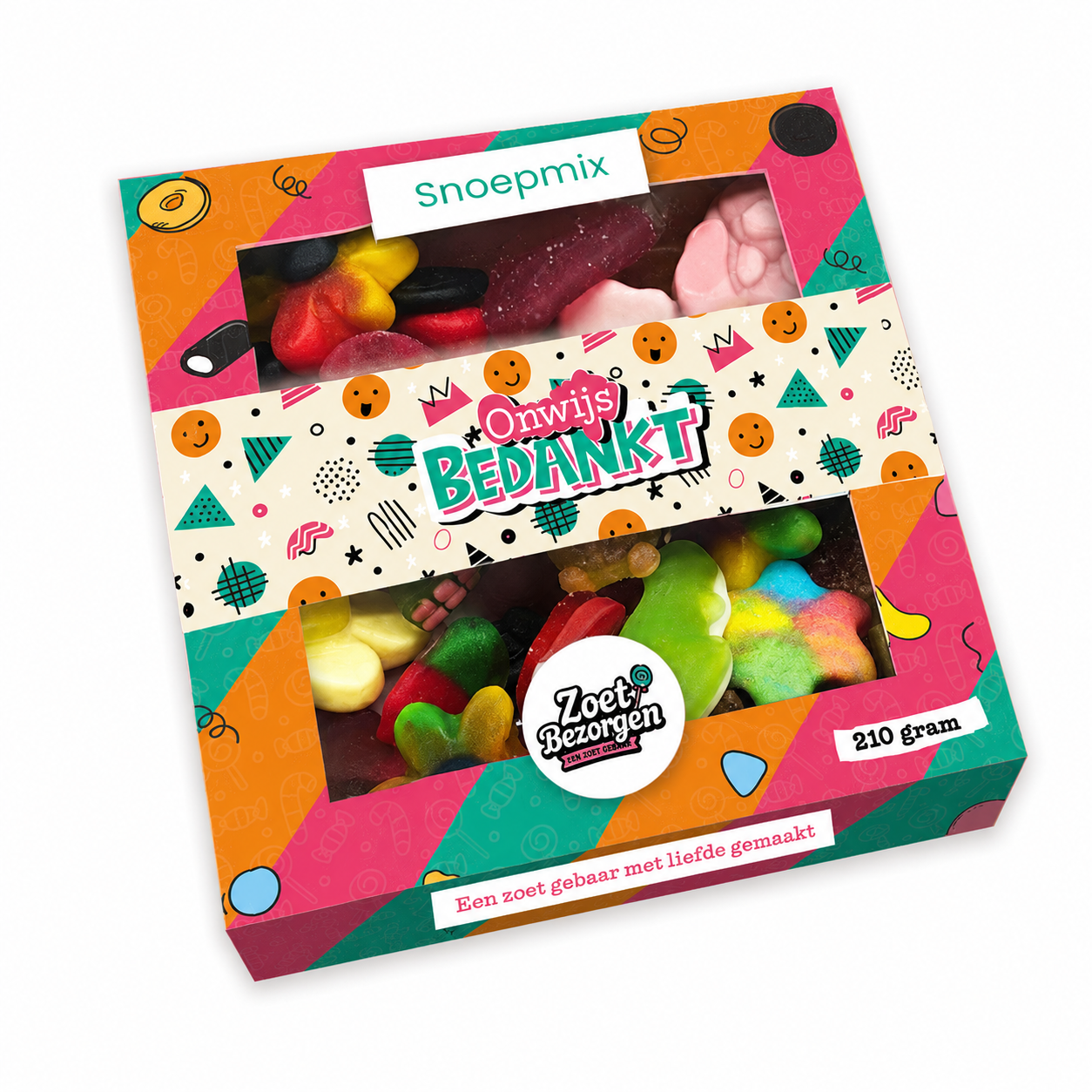 Snoeppakket “Onwijs bedankt” mix snoep (210 gram)
