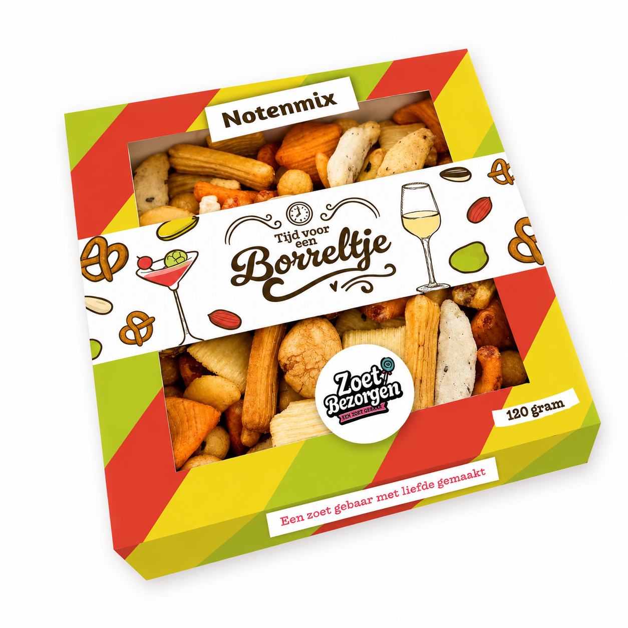 Borrelpakket “Tijd voor een Borreltje” borrelmix (120 gram)